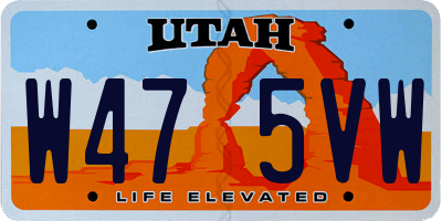 UT license plate W475VW