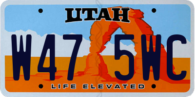 UT license plate W475WC