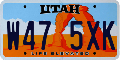 UT license plate W475XK