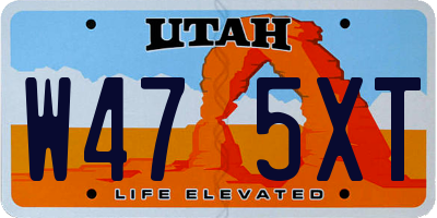 UT license plate W475XT