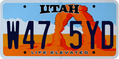 UT license plate W475YD