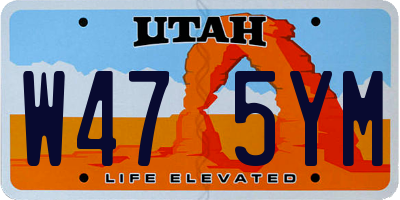 UT license plate W475YM