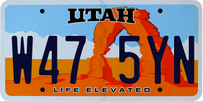 UT license plate W475YN