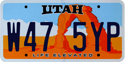 UT license plate W475YP