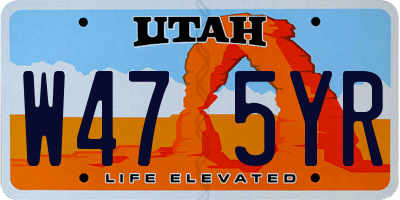 UT license plate W475YR