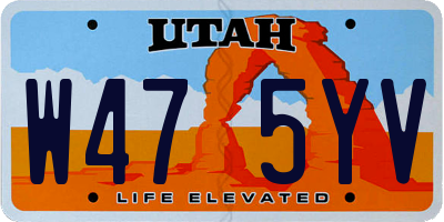 UT license plate W475YV
