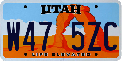 UT license plate W475ZC