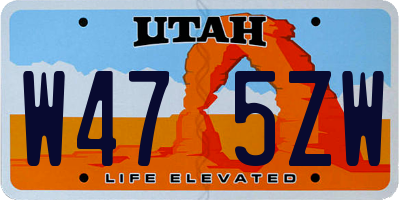 UT license plate W475ZW