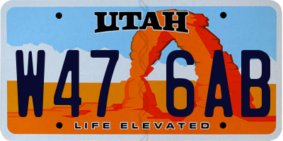 UT license plate W476AB