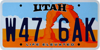 UT license plate W476AK