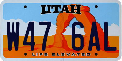 UT license plate W476AL