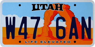 UT license plate W476AN