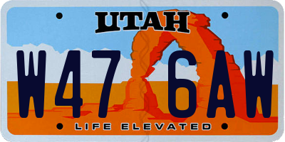 UT license plate W476AW