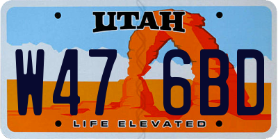 UT license plate W476BD