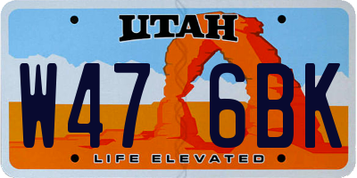 UT license plate W476BK