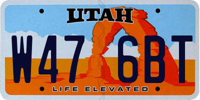 UT license plate W476BT