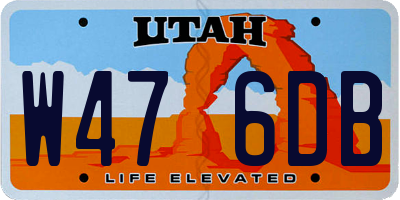 UT license plate W476DB