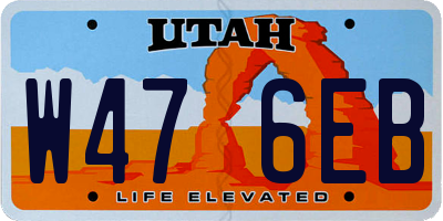 UT license plate W476EB