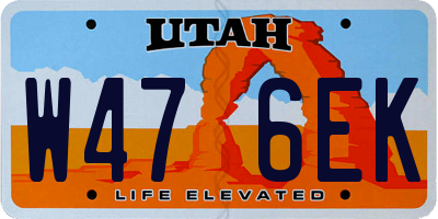 UT license plate W476EK