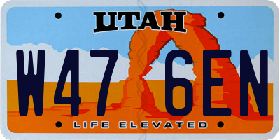 UT license plate W476EN