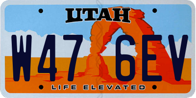 UT license plate W476EV