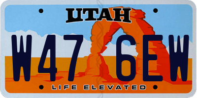 UT license plate W476EW
