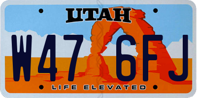 UT license plate W476FJ