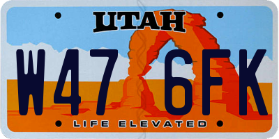 UT license plate W476FK