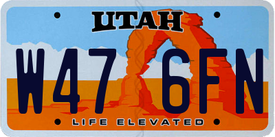 UT license plate W476FN