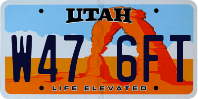 UT license plate W476FT