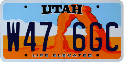 UT license plate W476GC