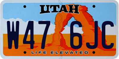 UT license plate W476JC