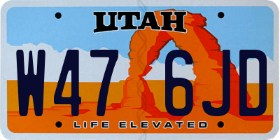 UT license plate W476JD