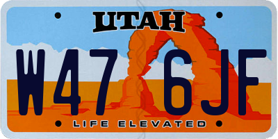 UT license plate W476JF