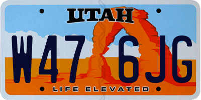 UT license plate W476JG