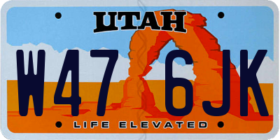 UT license plate W476JK