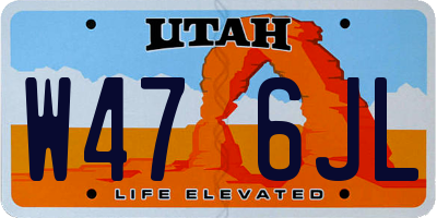 UT license plate W476JL