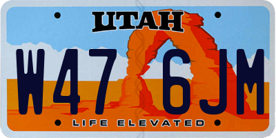 UT license plate W476JM