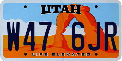 UT license plate W476JR