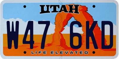 UT license plate W476KD