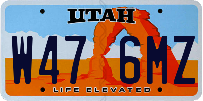 UT license plate W476MZ