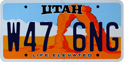 UT license plate W476NG
