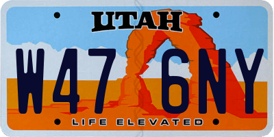 UT license plate W476NY