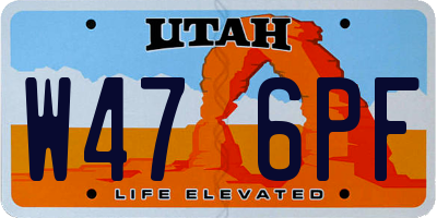 UT license plate W476PF
