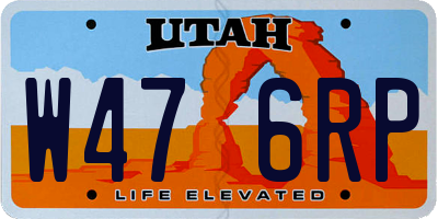 UT license plate W476RP
