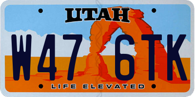 UT license plate W476TK