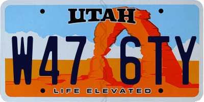 UT license plate W476TY