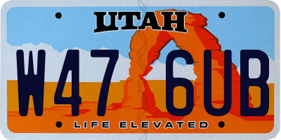 UT license plate W476UB