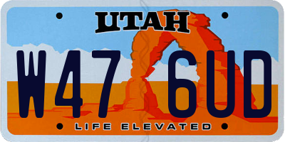 UT license plate W476UD