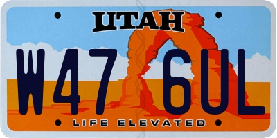 UT license plate W476UL